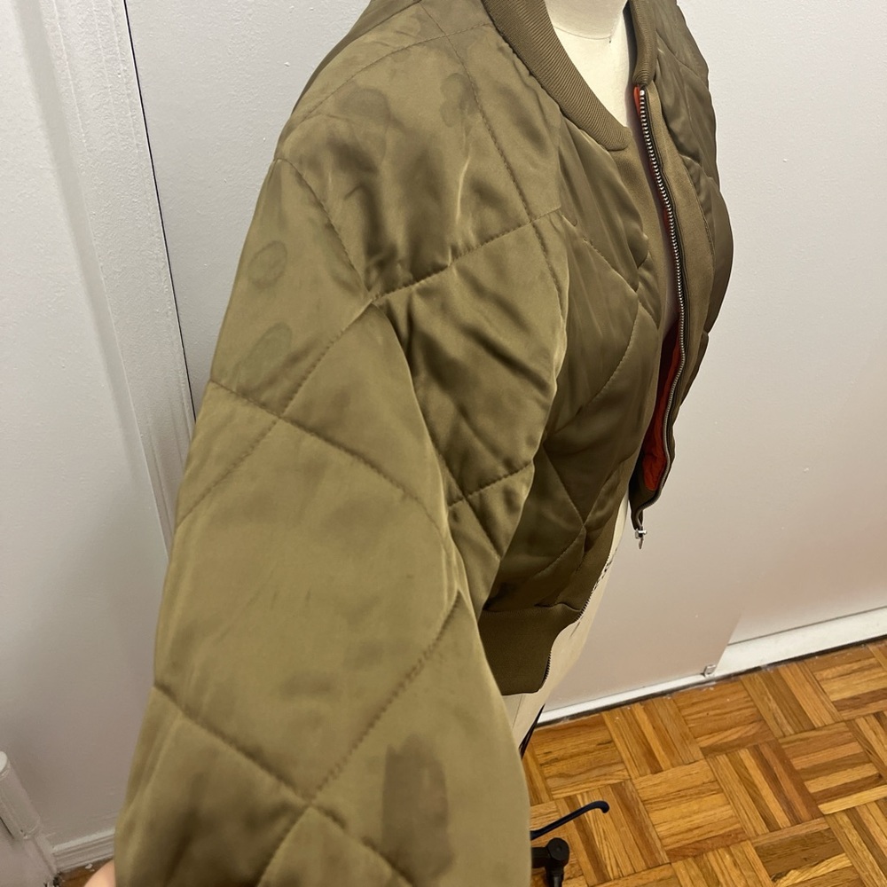 Zara Woman Quilted Jacket in Khaki and Orange - Picture 8 of 8